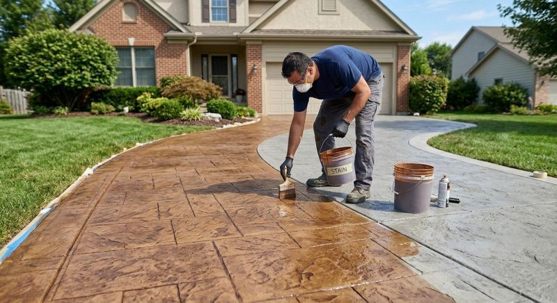 Driveway Concrete Staining in Fort Worth, TX