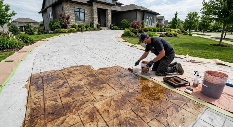 Concrete Driveway Staining in Frisco, TX
