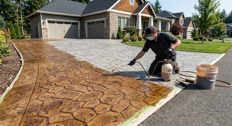 Concrete Driveway Staining in Fort Worth, TX