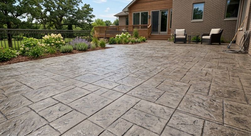 Stamped Concrete Patio Installation in Frisco, TX