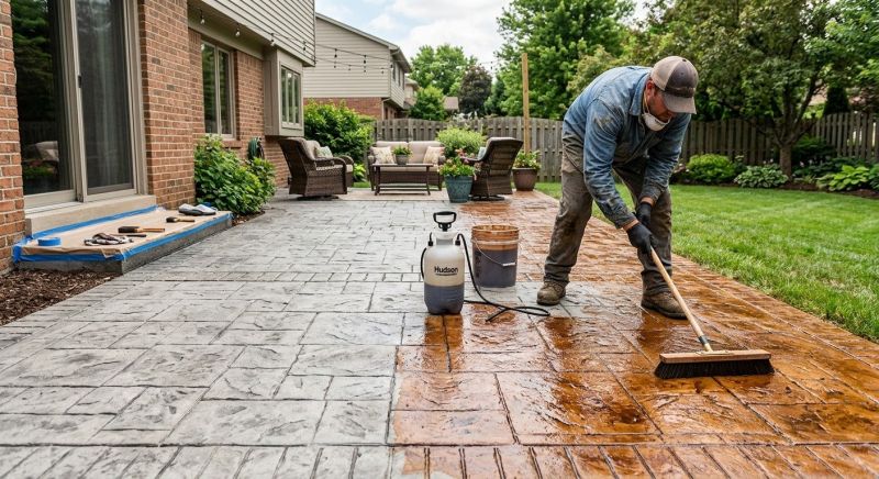 Stamped Concrete Staining in Fort Worth, TX